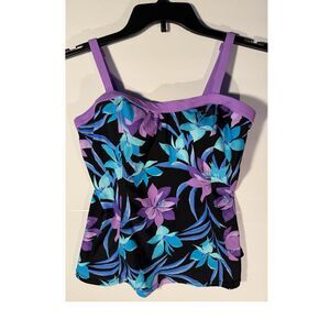 ZeroXposur Women’s Floral Tankini Swim Top Purple/Black/Blue Size S (8)